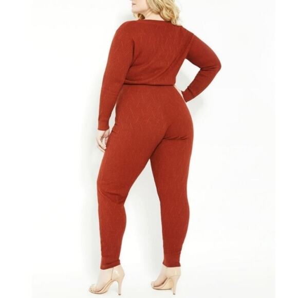 Faux wrap sweater knit jumpsuit - Picture 2 of 4